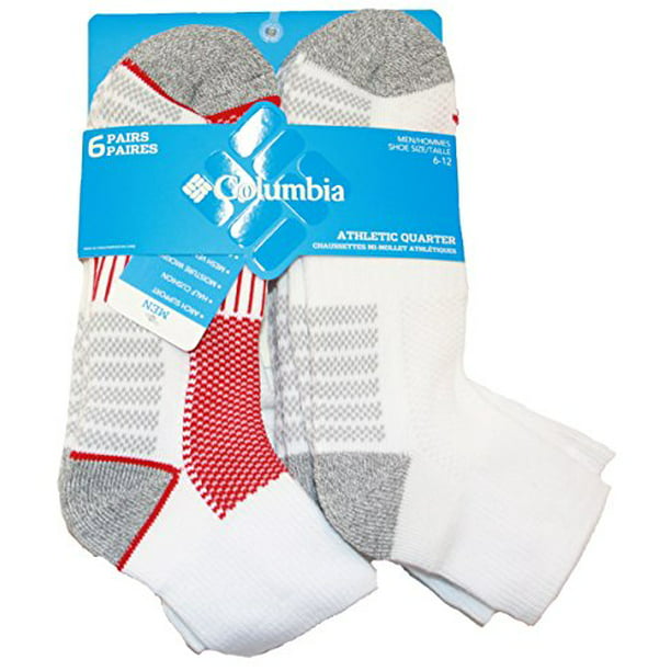 Columbia Low-Cut Mesh Top Arch Support Poly-Blend White Socks 6 Pair M10-13 6-12 
